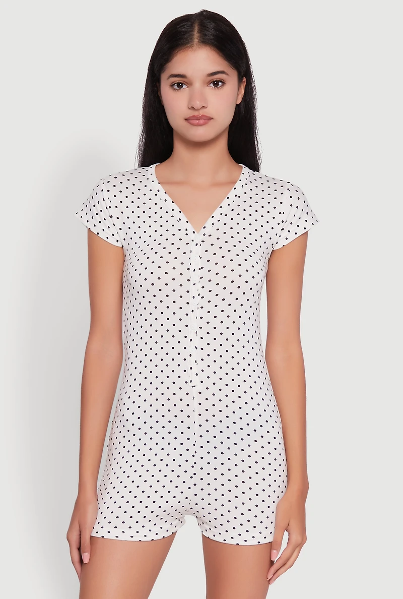 Drama Queen Graphic Polka Dot Pajama Romper