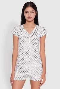 Drama Queen Graphic Polka Dot Pajama Romper