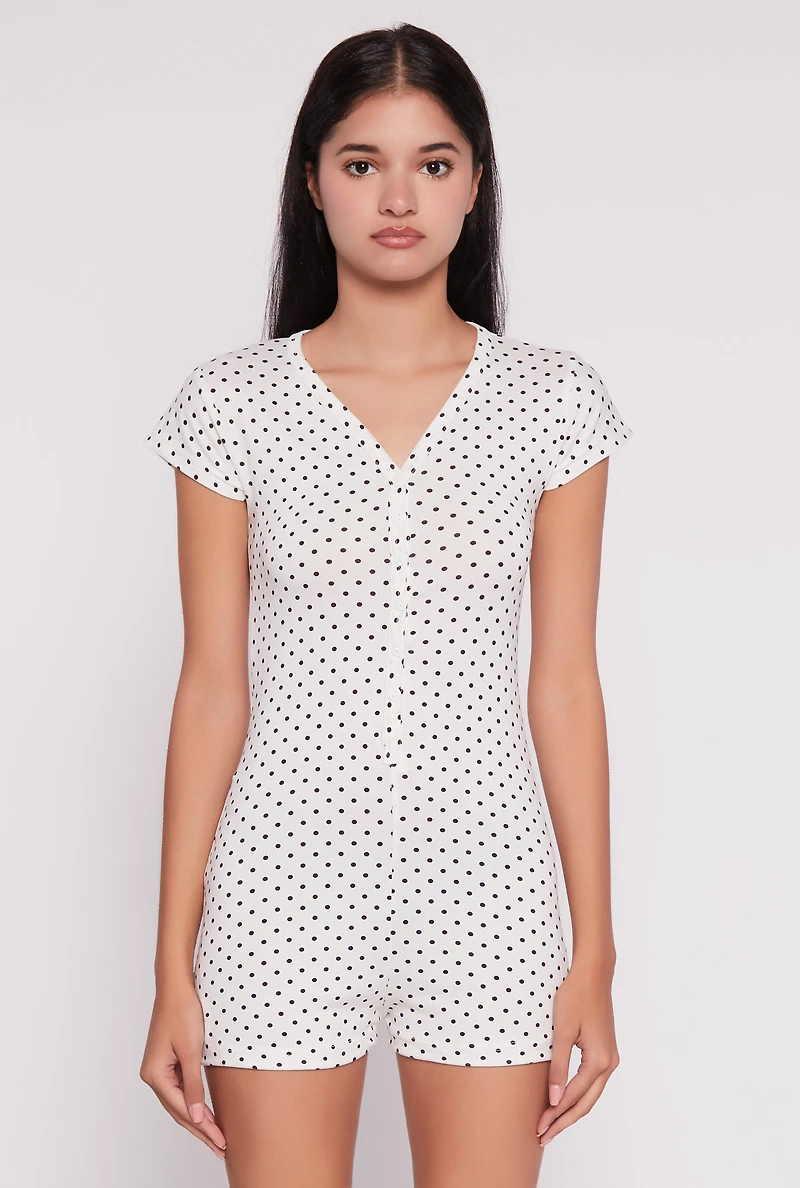 Drama Queen Graphic Polka Dot Pajama Romper