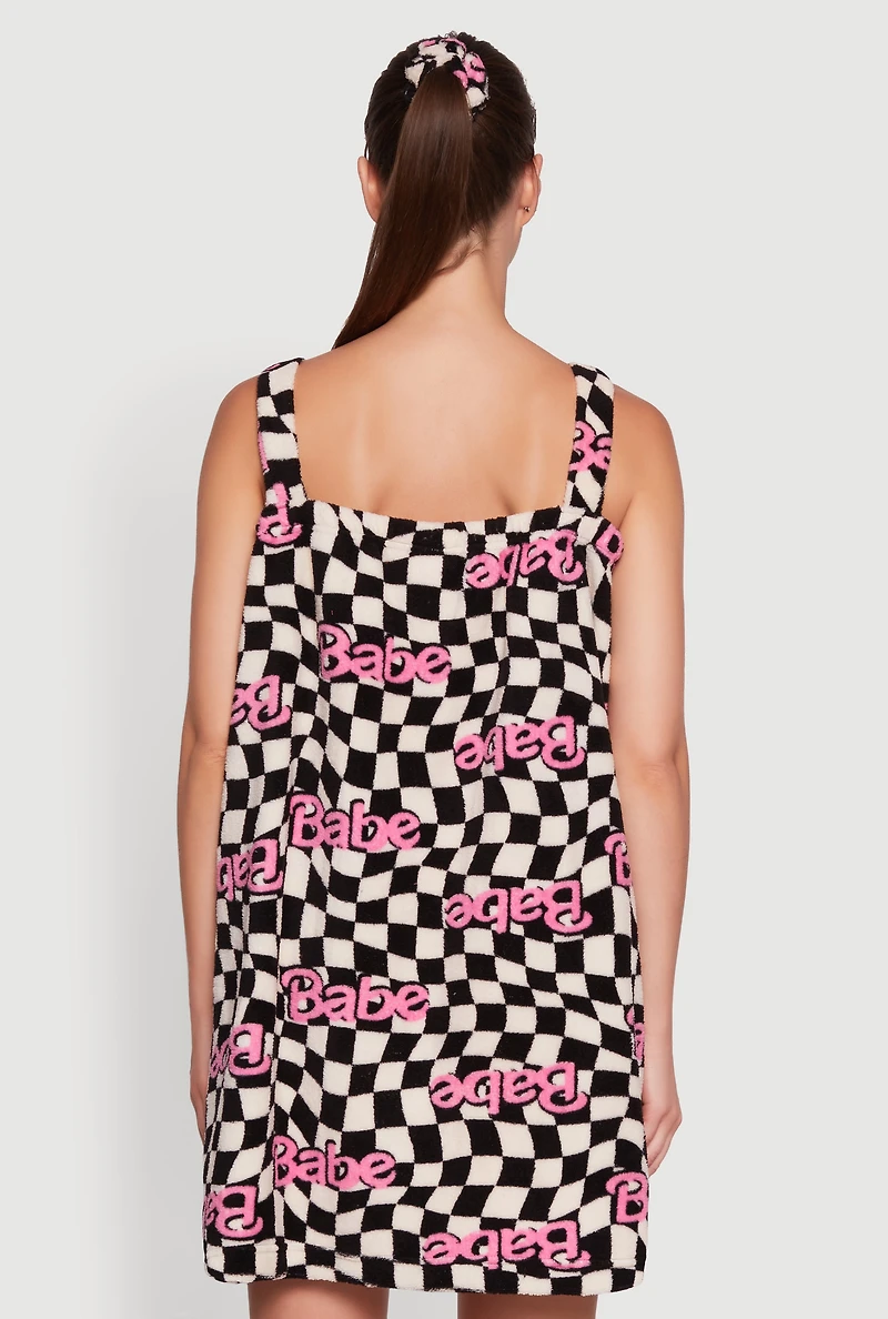 Patterned Plush Shower Wrap with Scrunchie