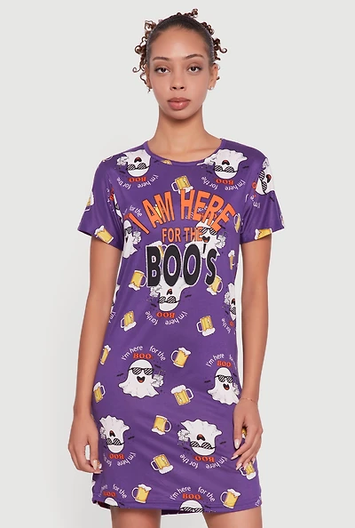 Womens I Am Here For The Boos Graphic Sleepshirt, Purple, Size L
