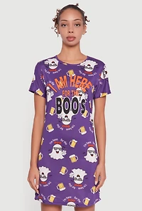 Womens I Am Here For The Boos Graphic Sleepshirt, Purple, Size L