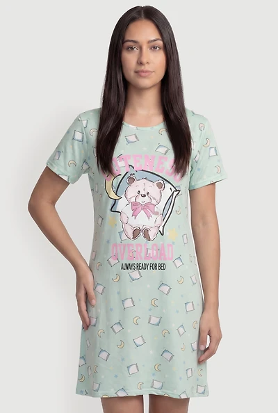 Cuteness Overload Teddy Bear Graphic Sleepshirt