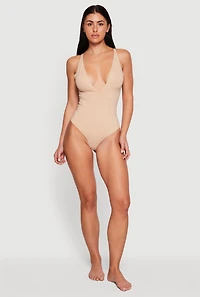 Plunge Neck Body Contour Bodysuit