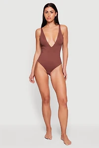 Plunge Neckline Thong Shapewear Bodysuit