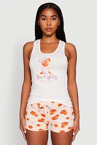 Womens Aperol Spritz Graphic Pajama Tank Top and Shorts, Multi, Size M