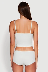 Lace Trim Henley Pajama Cami and Shorts Set