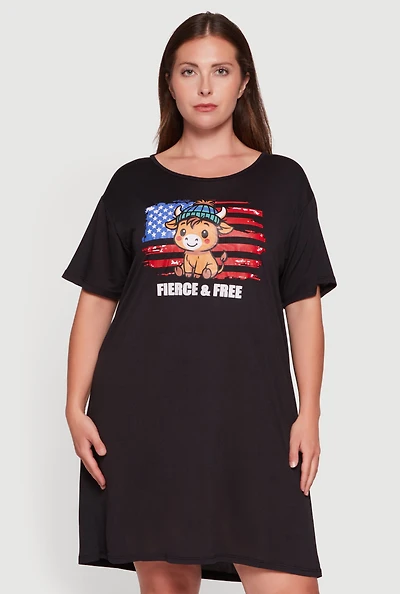 Plus Size Americana Graphic Oversized Sleepshirt