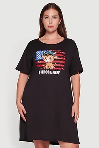 Plus Size Americana Graphic Oversized Sleepshirt