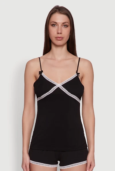 Rib Knit Lace Trim Pajama Set