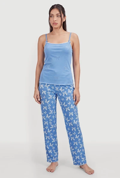 Rhinestone Bow Pajama Cami and Pants