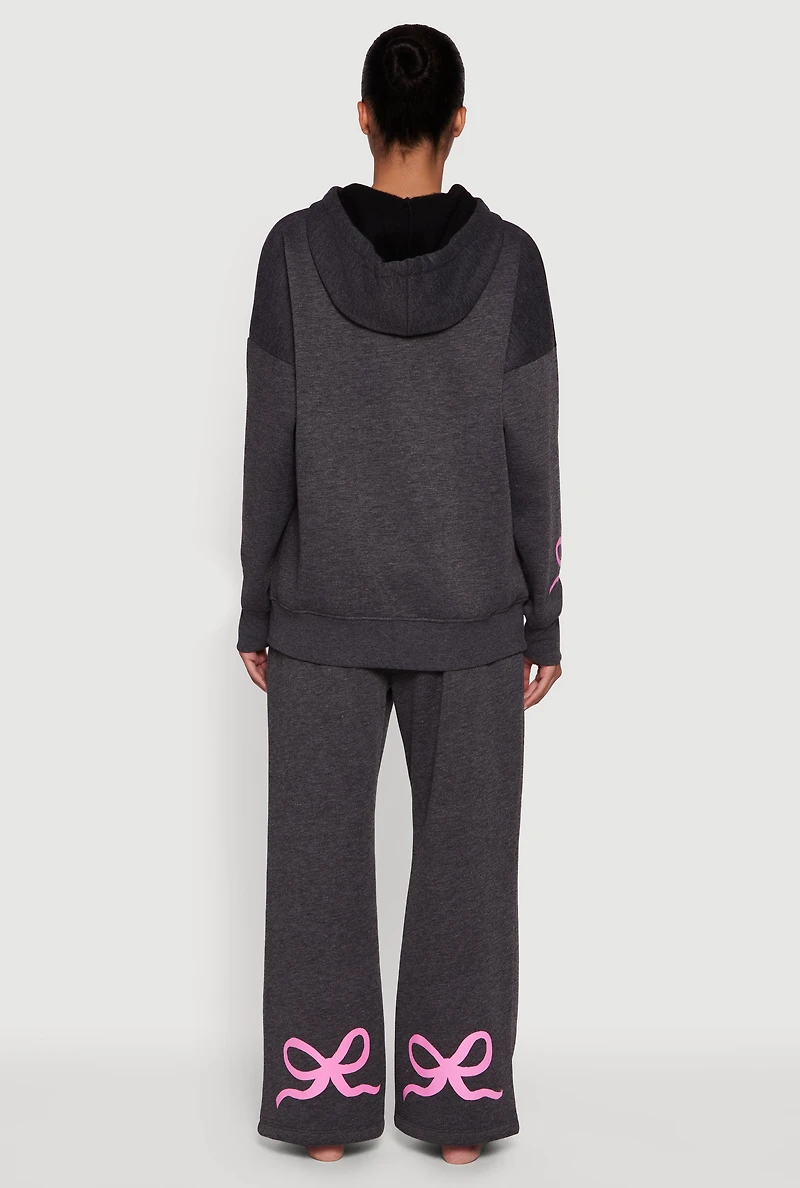 Bow Graphic Detail Pajama Hoodie and Pants