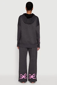 Bow Graphic Detail Pajama Hoodie and Pants
