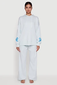 Bow Graphic Detail Pajama Fleece Hoodie and Pants