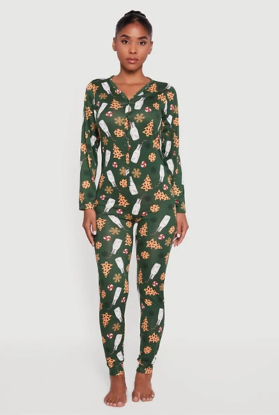 Cookies and Milk Print Pajama Onesie