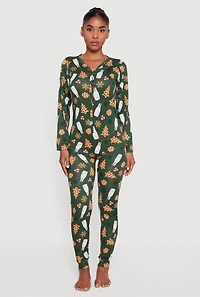 Cookies and Milk Print Pajama Onesie