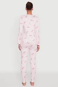 Womens Martini Graphic Pajama Onesie, Pink, Size M