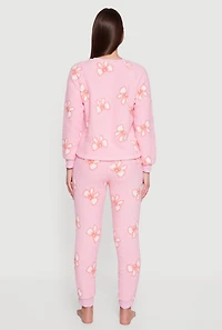 Sherpa Bow Print Pajama Top and Pants