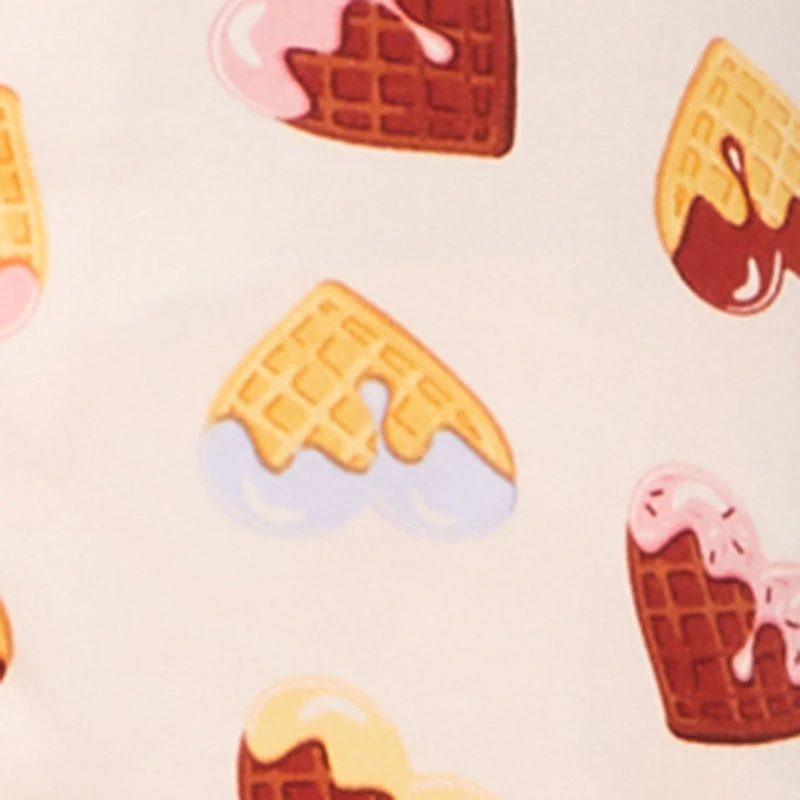 Waffle Heart Patterned Pajama Top and Lounge Pants