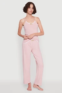 Contrast Trim Pajama Cami and Pants
