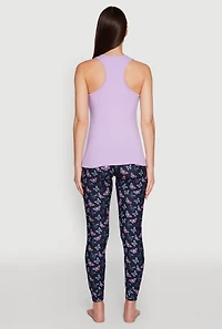 Womens Anti-Social Butterfly Racerback Pajama Top and Pants Set, Purple, Size M