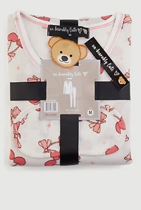 Cherry Bow Graphic Waffle Knit Thermal Pajama Gift Set