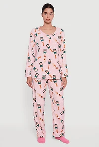 Cozy Plush Champagne Polka Dot Pajama Gift Set, Pink,