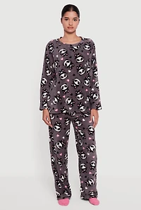 Plush Panda Bear Print Pajama Gift Set