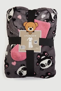Plush Panda Bear Print Pajama Gift Set