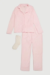 Plush Heart Patterned Pajama Gift Set