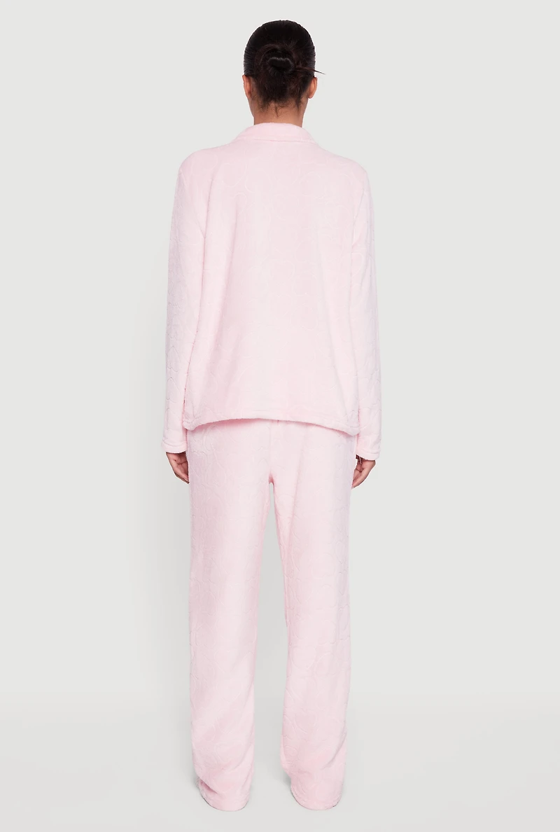 Plush Heart Patterned Pajama Gift Set