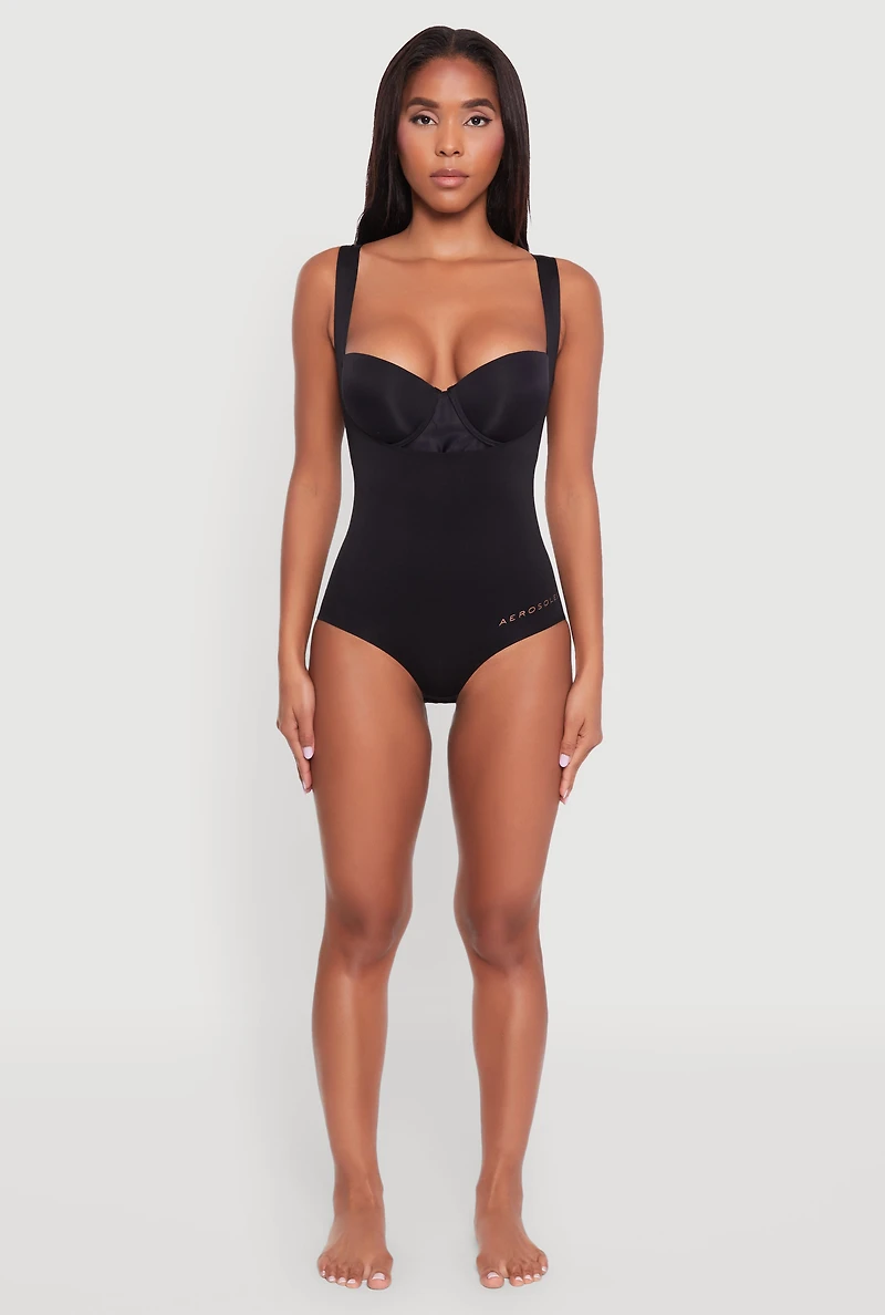 Womens Shapewear Thong Bodysuits, Black, Size S