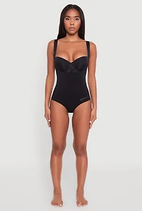 Womens Shapewear Thong Bodysuits, Black, Size XL