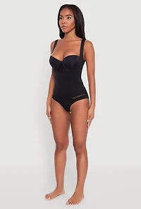 Womens Shapewear Thong Bodysuits, Black, Size S