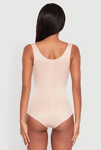 Womens Underbust Thong Shapewear Bodysuit, Beige, Size M
