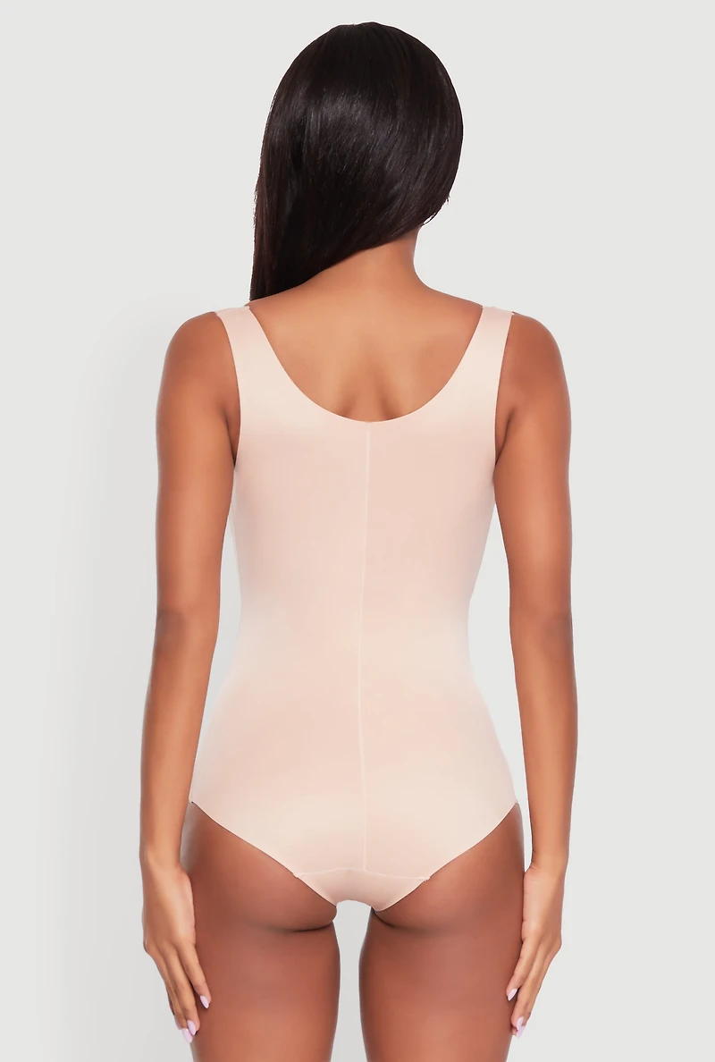 Womens Underbust Thong Shapewear Bodysuit, Beige, Size S