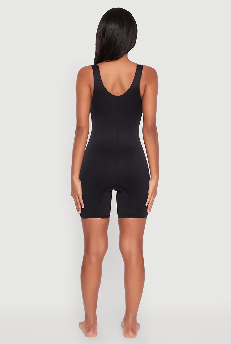 Womens Mid Thigh Shapewear Bodysuit, Black, Size M