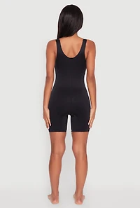 Womens Mid Thigh Shapewear Bodysuit, Black, Size M