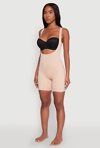 Womens Open Bust Shapewear Bodysuit, Beige, Size M