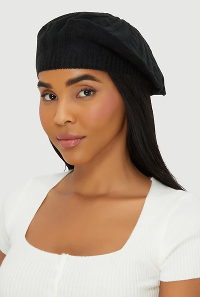Womens Cable Knit Beret,