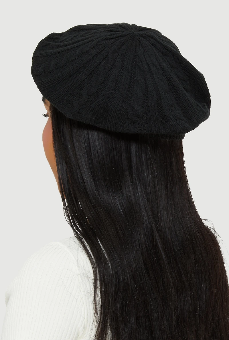 Womens Cable Knit Beret,