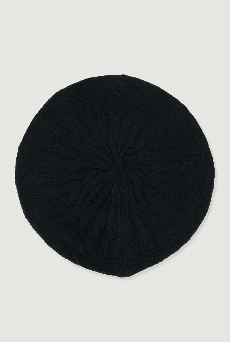 Womens Cable Knit Beret,