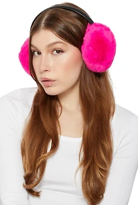 Faux Leather Band Faux Fur Earmuffs