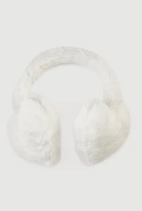 Womens Faux Fur Heart Earmuffs, White