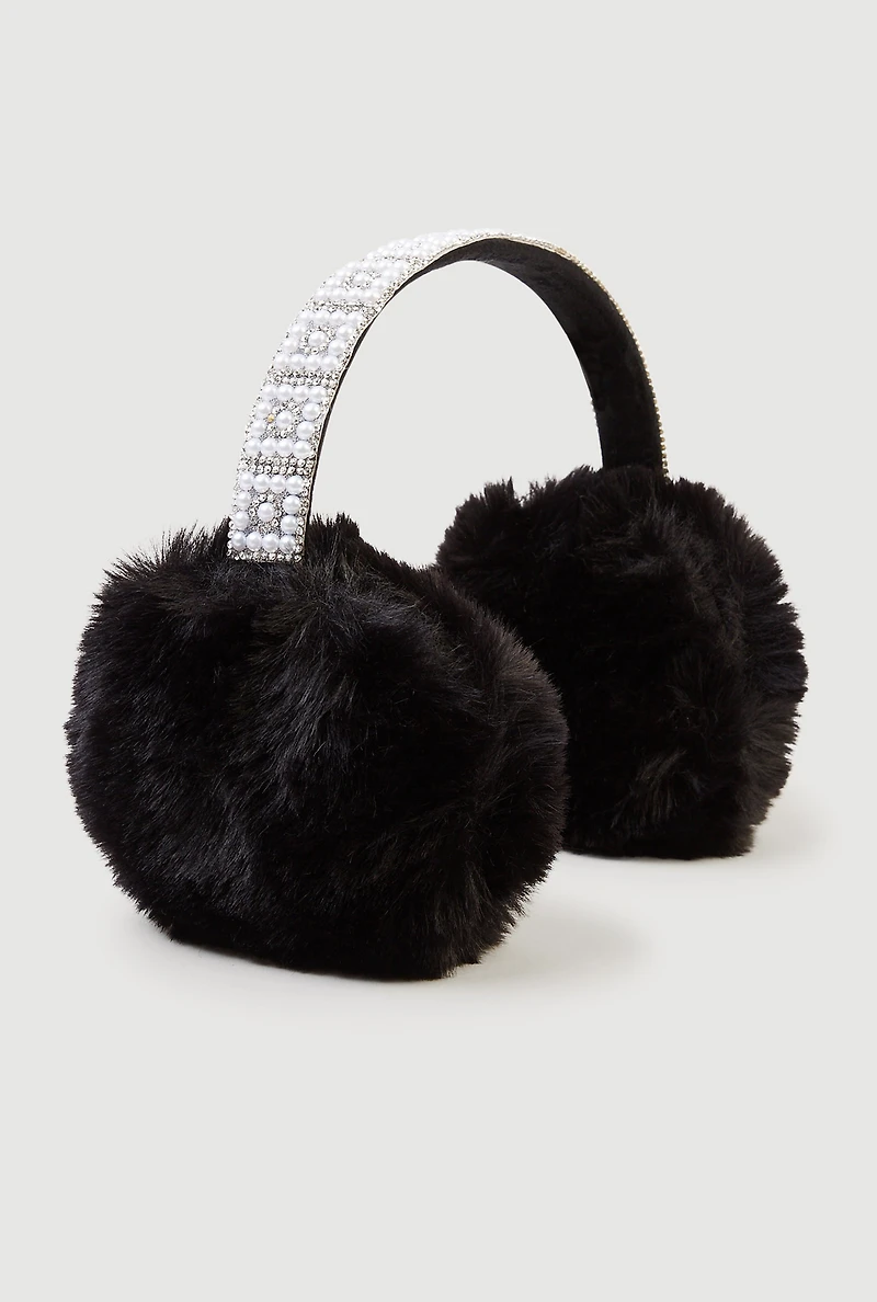 Faux Pearl Rhinestone Earmuffs