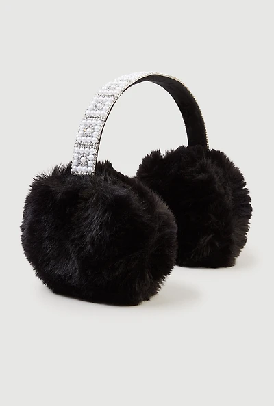 Faux Pearl Rhinestone Earmuffs
