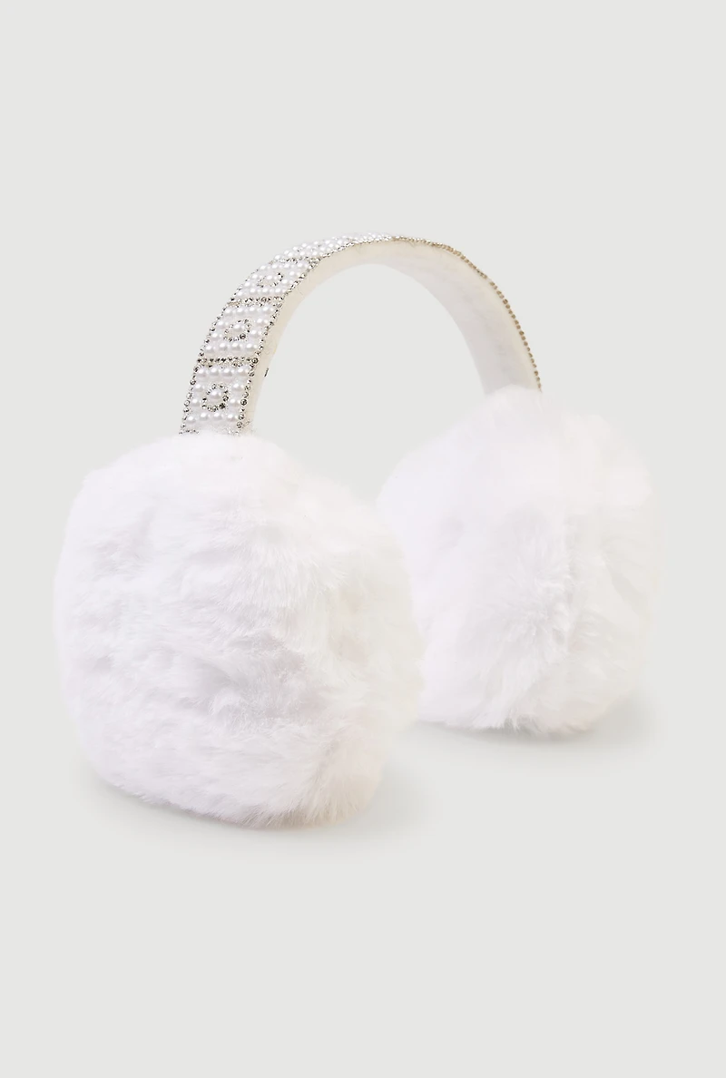 Faux Pearl Rhinestone Earmuffs