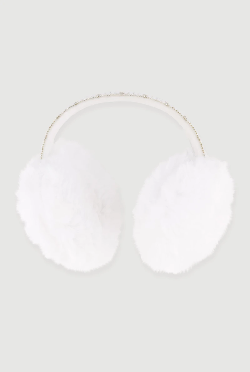 Faux Pearl Rhinestone Earmuffs