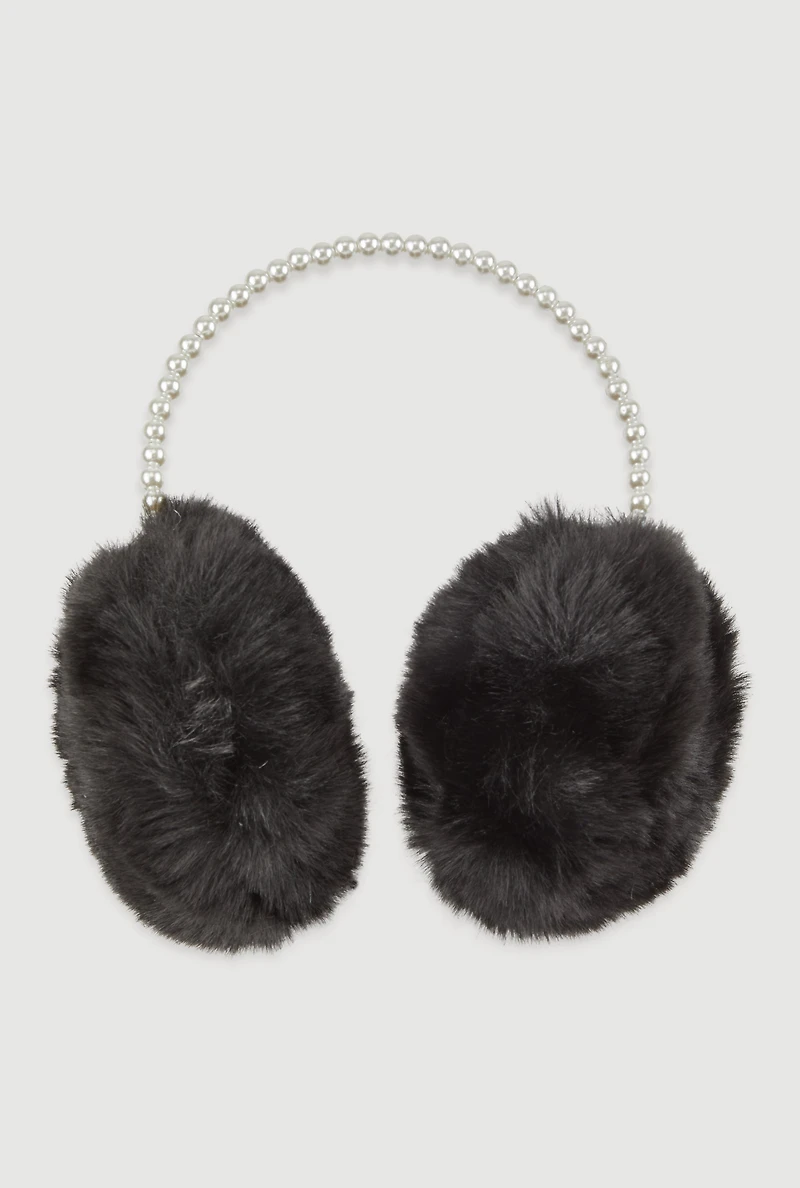 Faux Pearl Headband Faux Fur Earmuffs