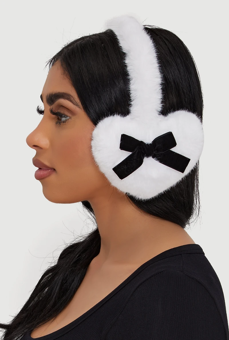 Faux Fur Bow Detail Earmuffs